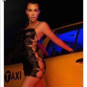 Kardashian black sexy cut out lace up tight dress